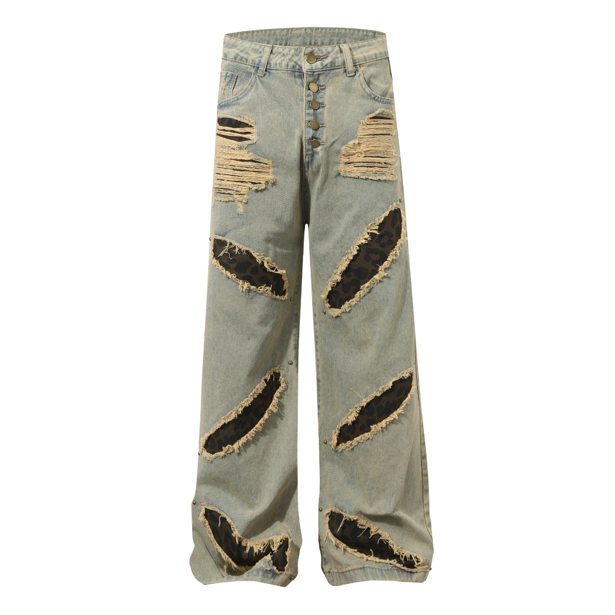Men'S Fashion Khaki Pants - American Fashion 18ss Water-washed Wide leg