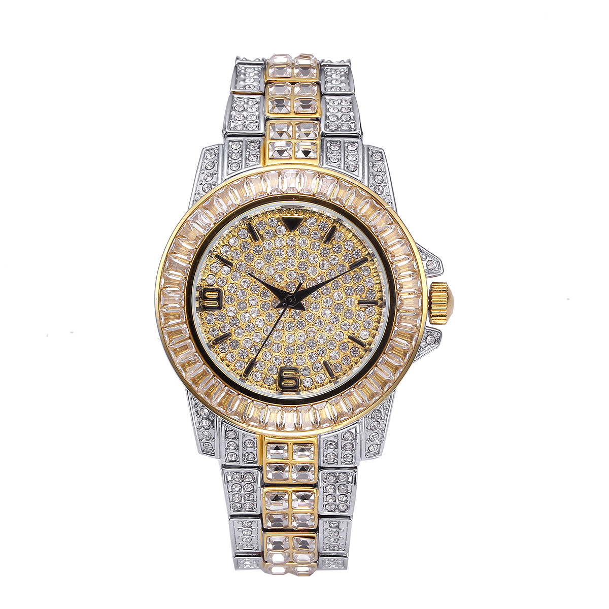 Mens Fashion Bracelet - Luxury Full Stone Quartz Watches for