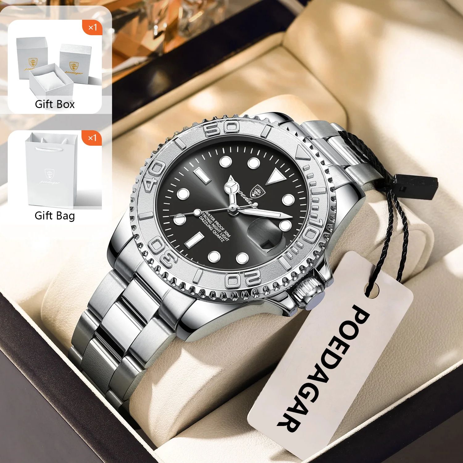 Mens Fashion Bracelet - POEDAGAR Trendy Sport Man Watch Luminous