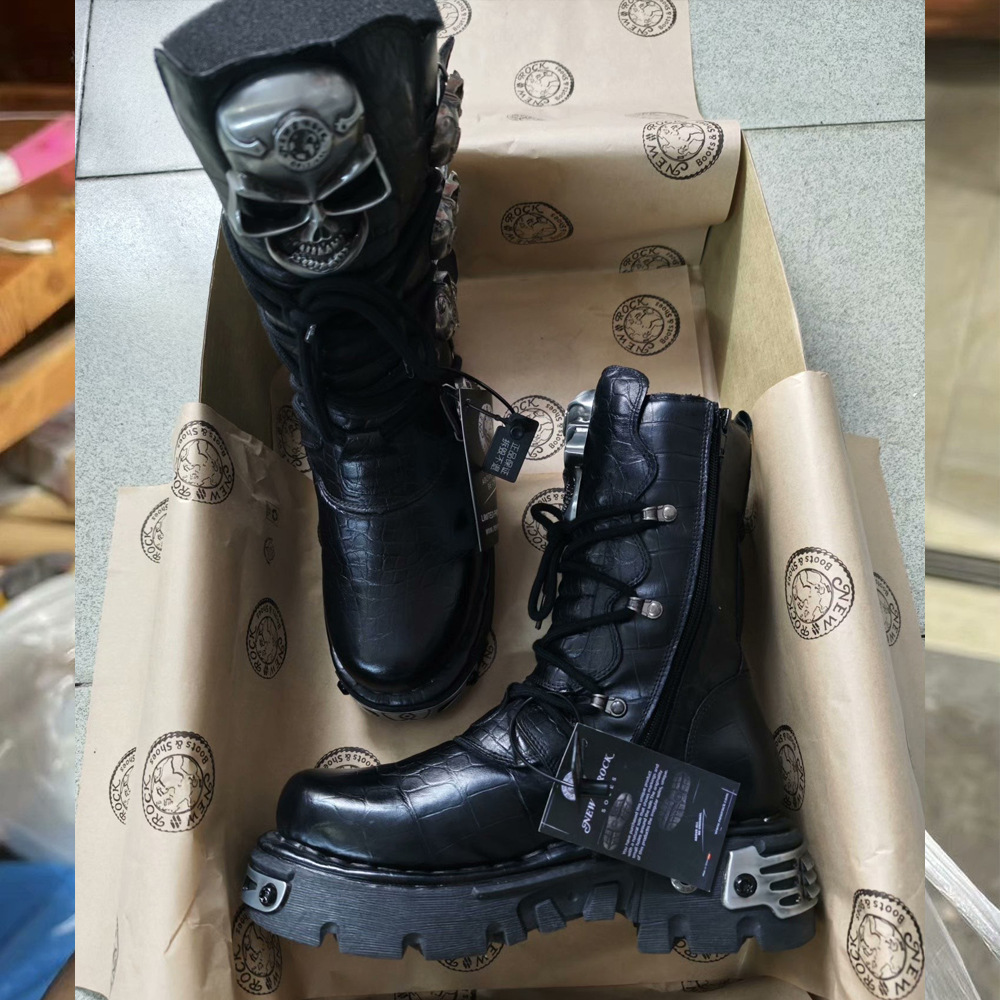 Mens Fashion Combat Boots - Fashion Genuine Leather Men's Motorcycle Boots