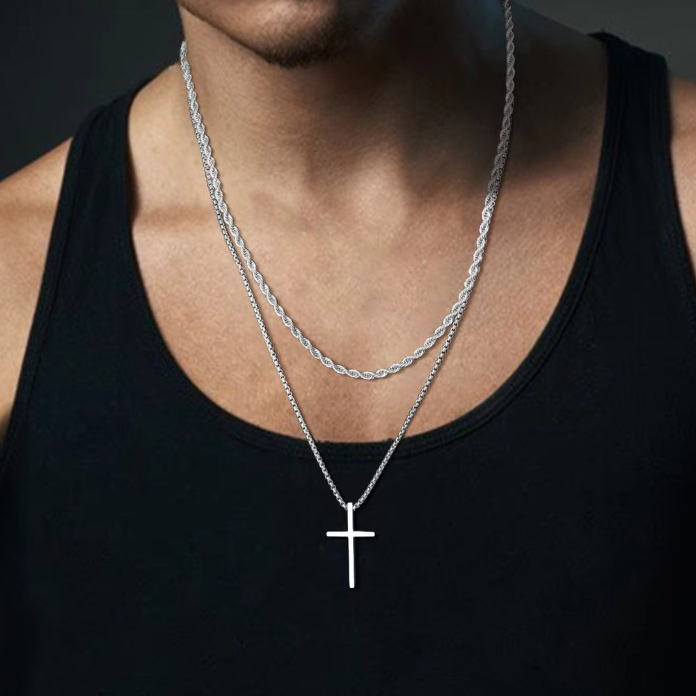 Mens Fashion In The 50S - Trendy Cross Necklace for Men Boys,Simple