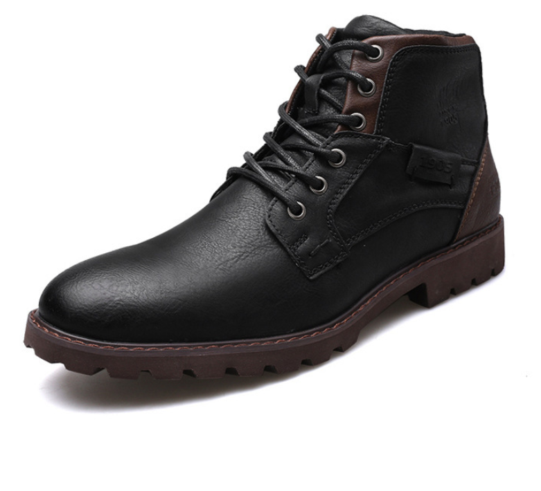 Leather Men Ankle Boots Plus S - Mens Fashion Combat Boots ulasan dan harga