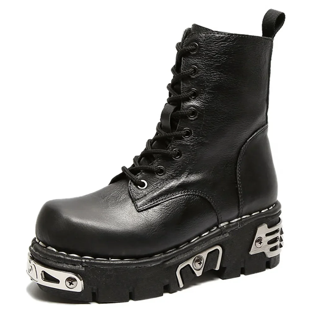 New Fashion Punk Men's Genuine - Mens Fashion Combat Boots ulasan dan harga