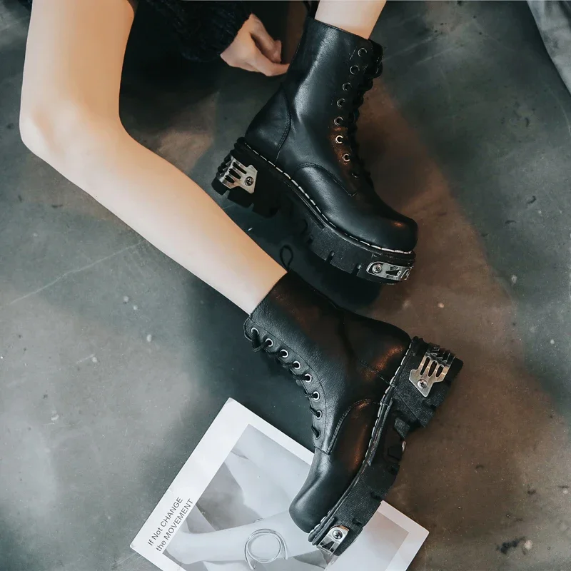 New Fashion Punk Men's Genuine - Mens Fashion Combat Boots ulasan dan harga