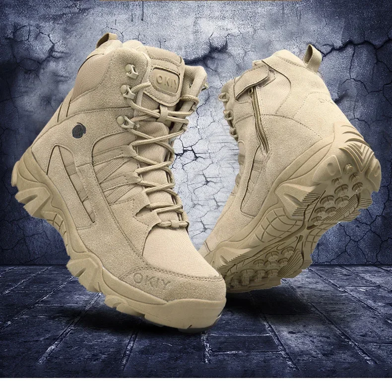Outdoor Leather Hiking Shoes M - Mens Fashion Combat Boots ulasan dan harga