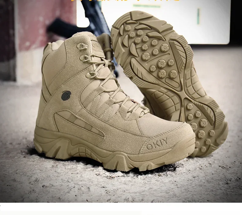 Outdoor Leather Hiking Shoes M - Mens Fashion Combat Boots ulasan dan harga