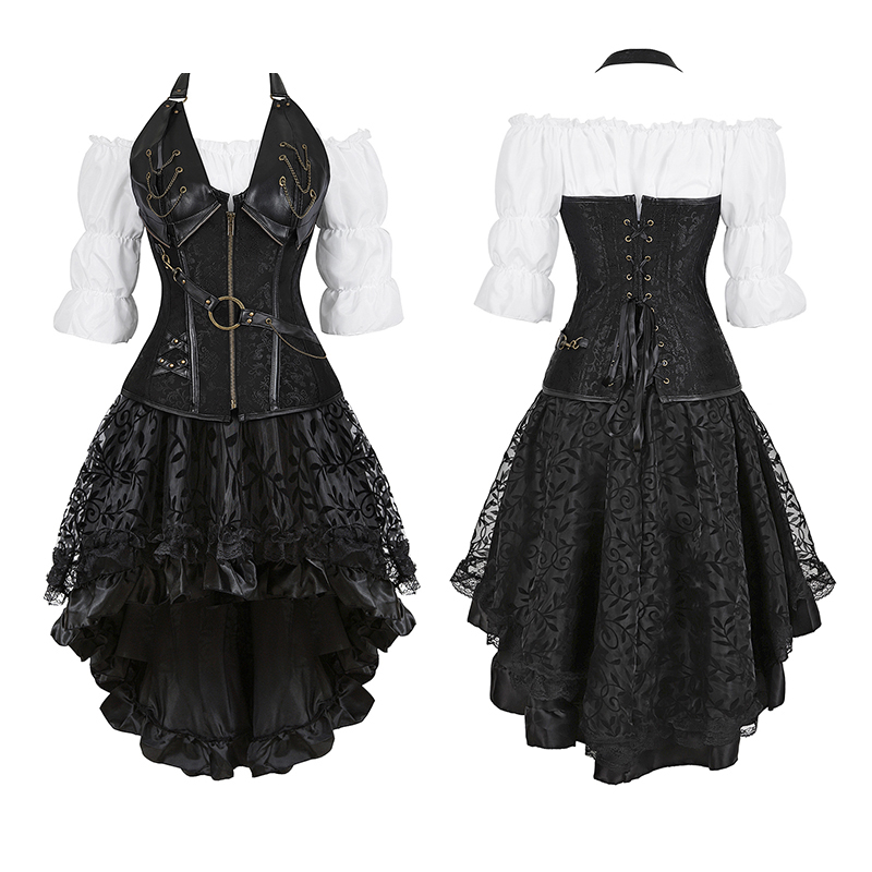 Steampunk Corset Dress Black G - Formal Waistcoat Vest ulasan dan harga