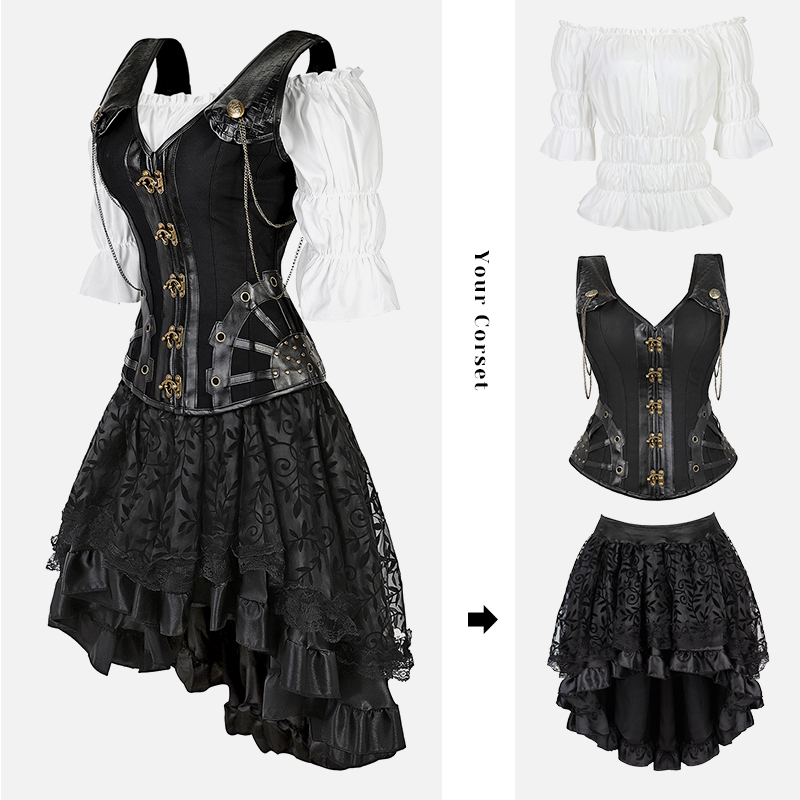 Steampunk Corset Dress Black G - Formal Waistcoat Vest ulasan dan harga