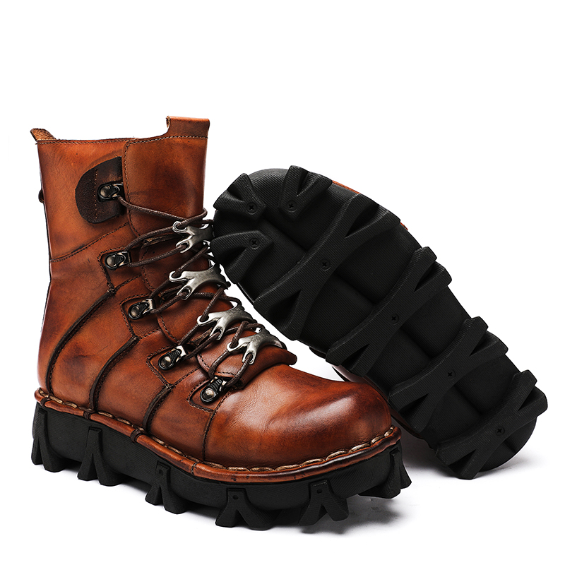 Fashion Men's Cowhide Genuine  - Mens Fashion Combat Boots ulasan dan harga