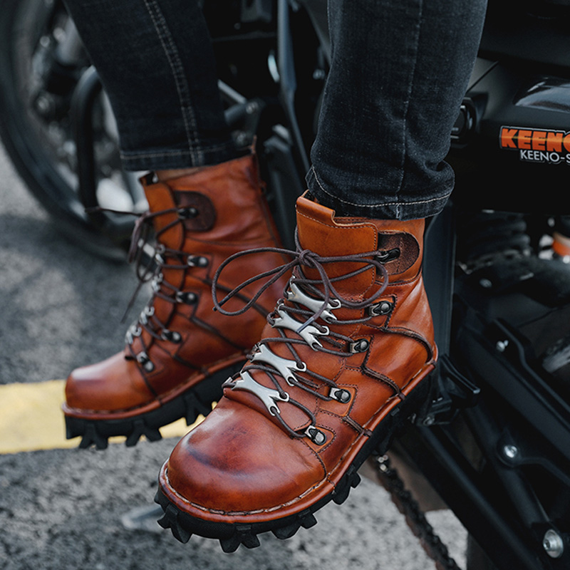 Fashion Men's Cowhide Genuine  - Mens Fashion Combat Boots ulasan dan harga