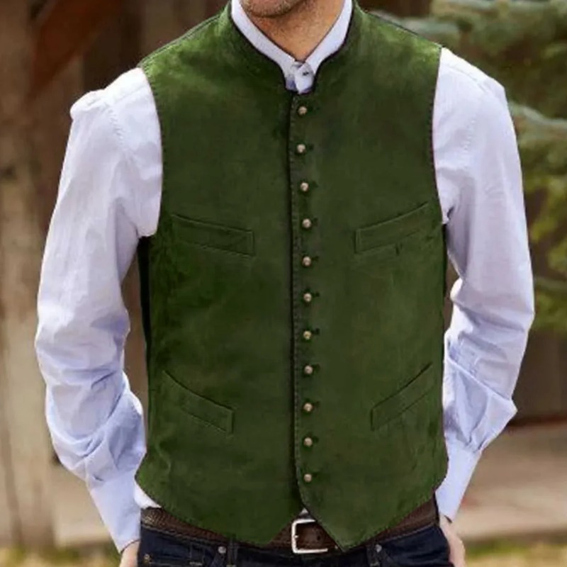 Men Vest Coffee Suede Velvet S - Formal Waistcoat Vest ulasan dan harga