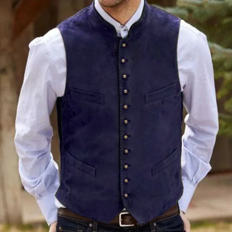 Men Vest Coffee Suede Velvet S - Formal Waistcoat Vest ulasan dan harga