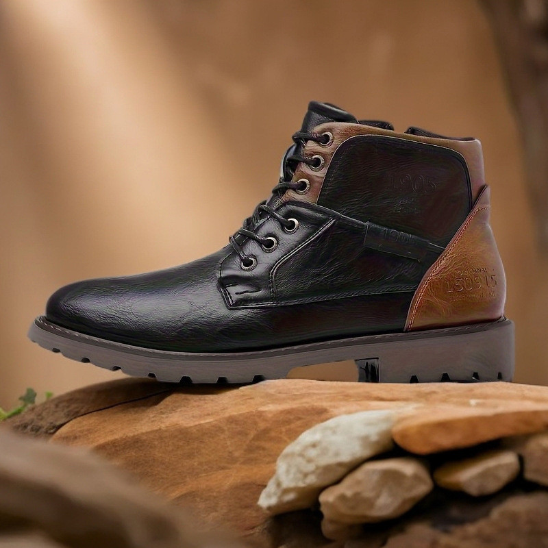 Leather Men Ankle Boots Plus S - Mens Fashion Combat Boots ulasan dan harga