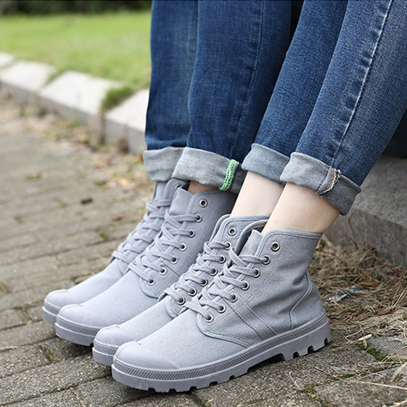 Men Boots New Casual Canvas Sh - Mens Fashion Combat Boots ulasan dan harga