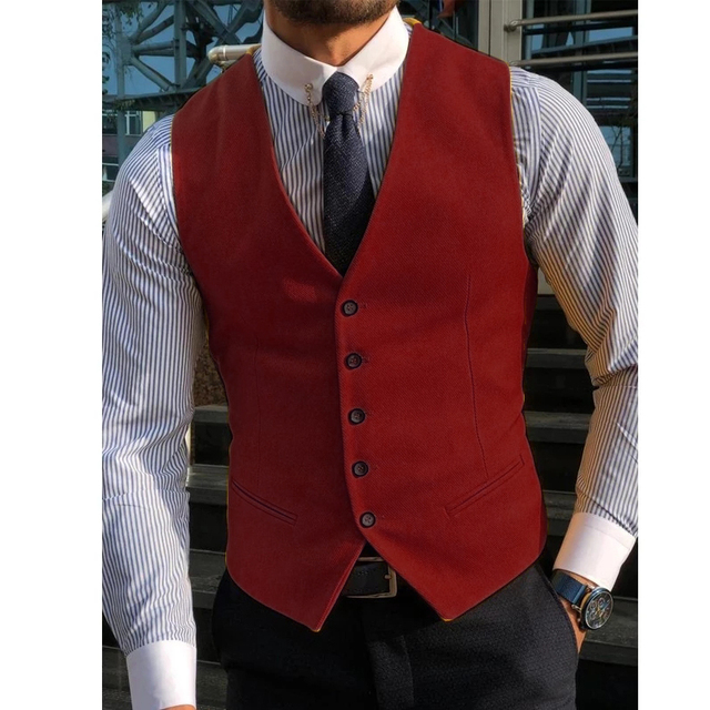 Men's Suit Formal V Neck Wool  - Formal Waistcoat Vest ulasan dan harga