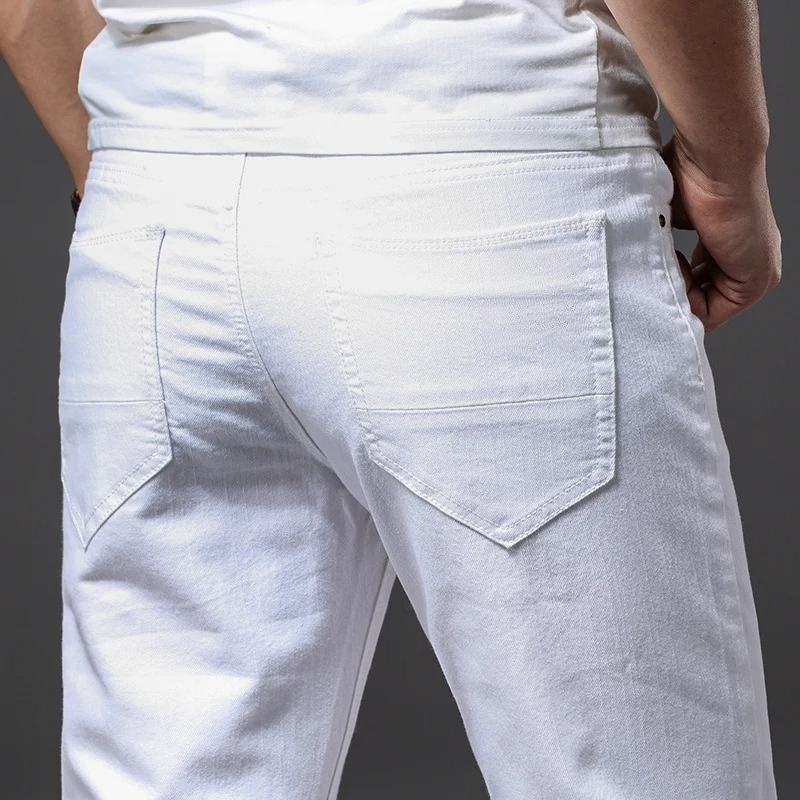 Men Slim White Jeans New Elast - Men'S Fashion Nova Jeans ulasan dan harga