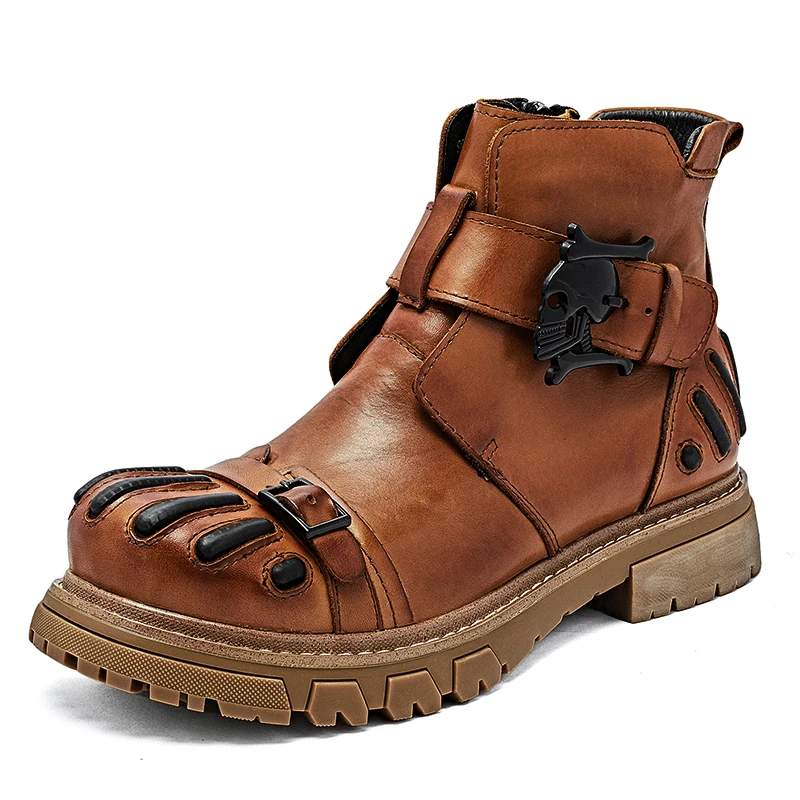 New Fashion Men's Genuine Leat - Mens Fashion Combat Boots ulasan dan harga