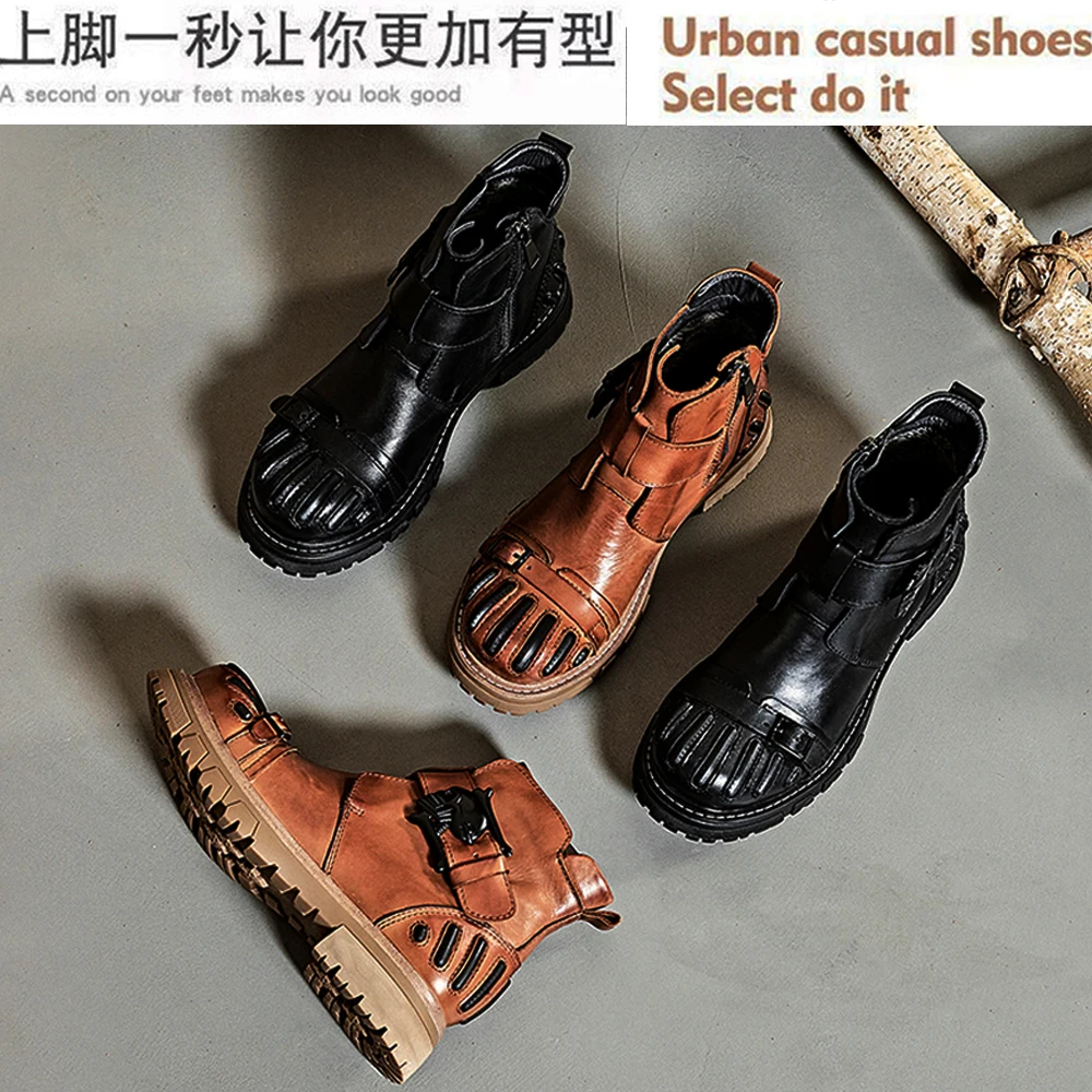 New Fashion Men's Genuine Leat - Mens Fashion Combat Boots ulasan dan harga