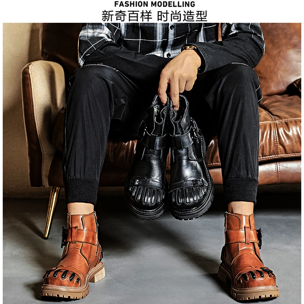 New Fashion Men's Genuine Leat - Mens Fashion Combat Boots ulasan dan harga