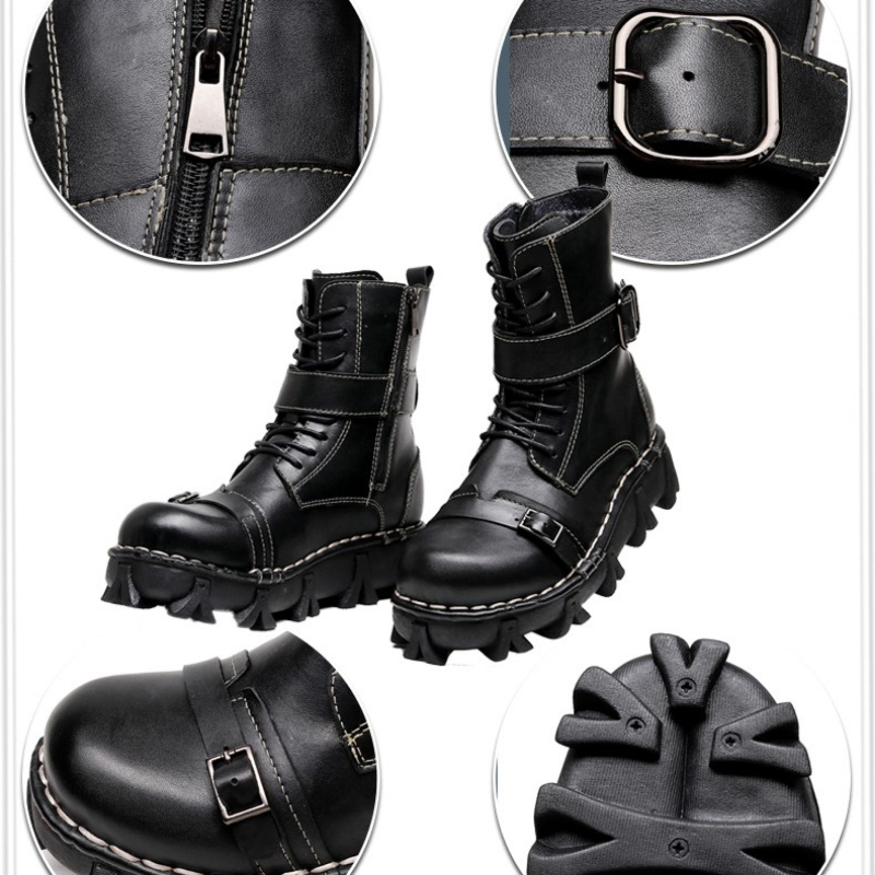 Fashion Men's Genuine Leather  - Mens Fashion Combat Boots ulasan dan harga