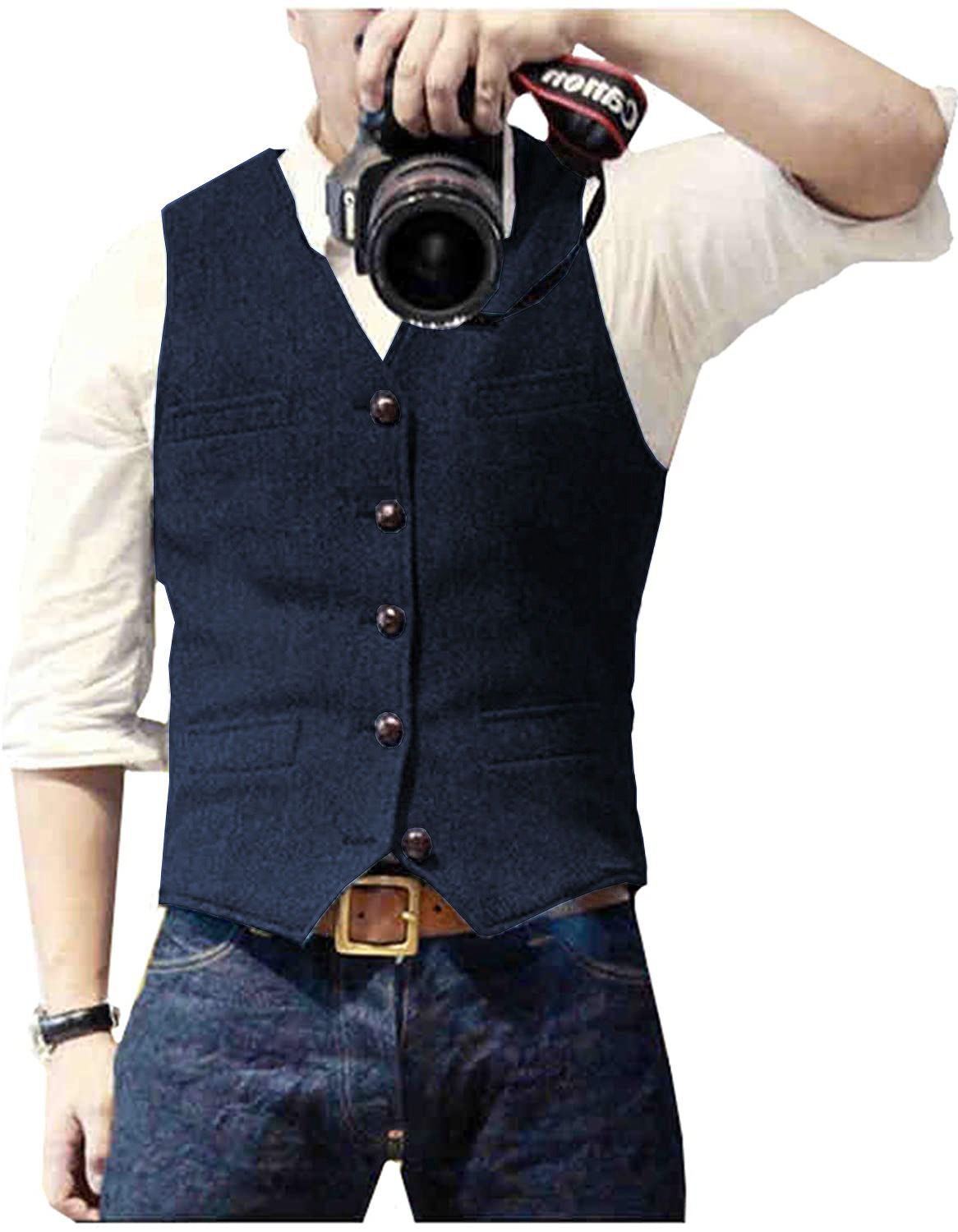 Men's Suit Vest V Neck Wool He - Formal Waistcoat Vest ulasan dan harga