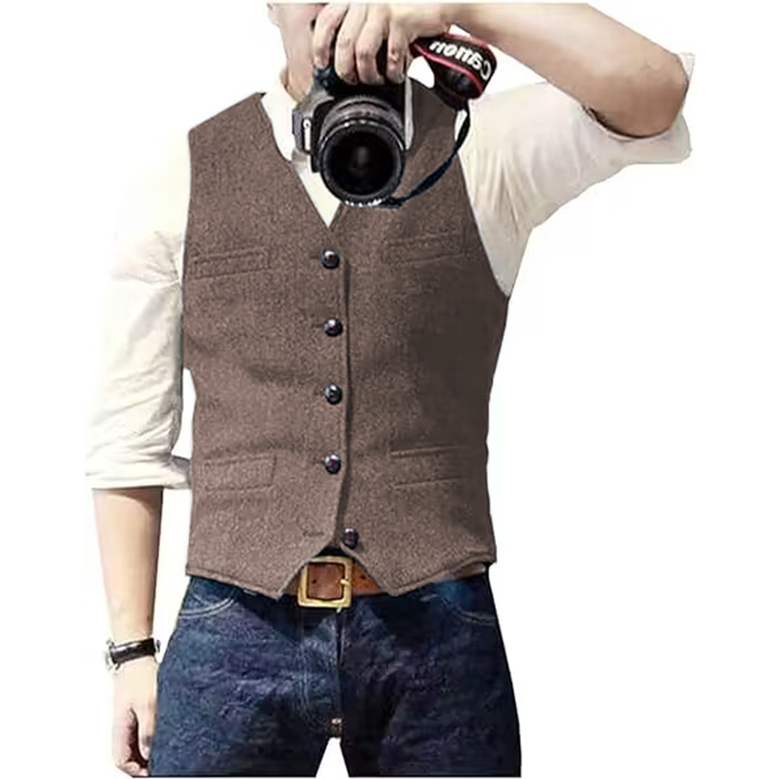 Men's Suit Vest V Neck Wool He - Formal Waistcoat Vest ulasan dan harga