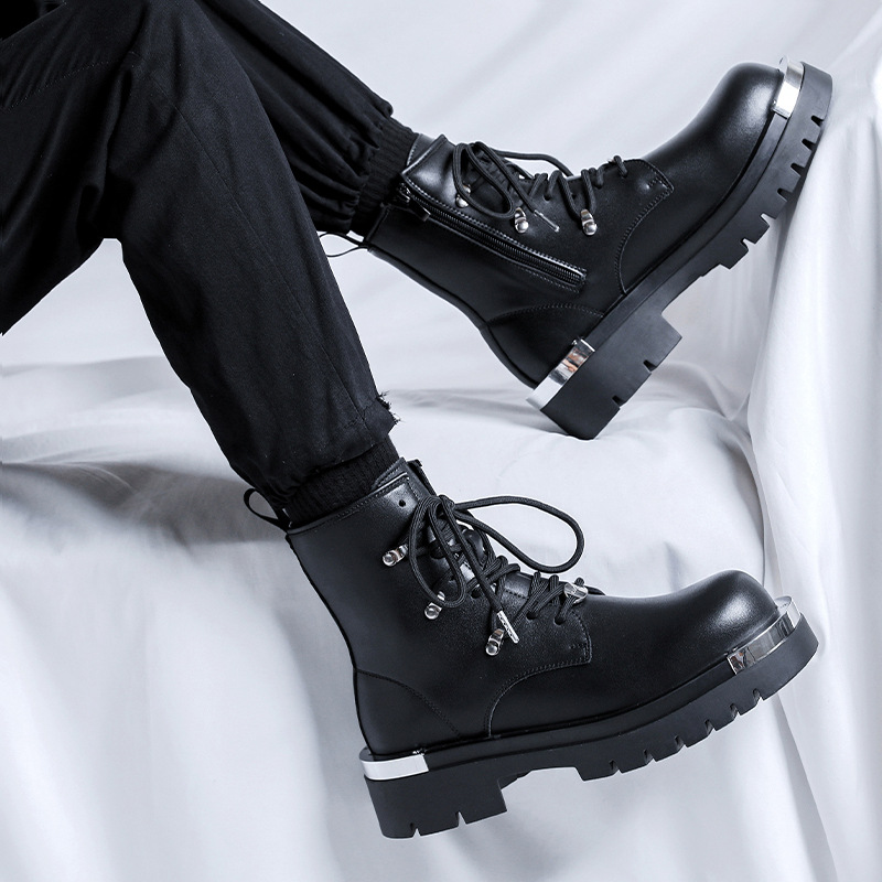Men Motorcycle Combat Boots Fa - Mens Fashion Combat Boots ulasan dan harga