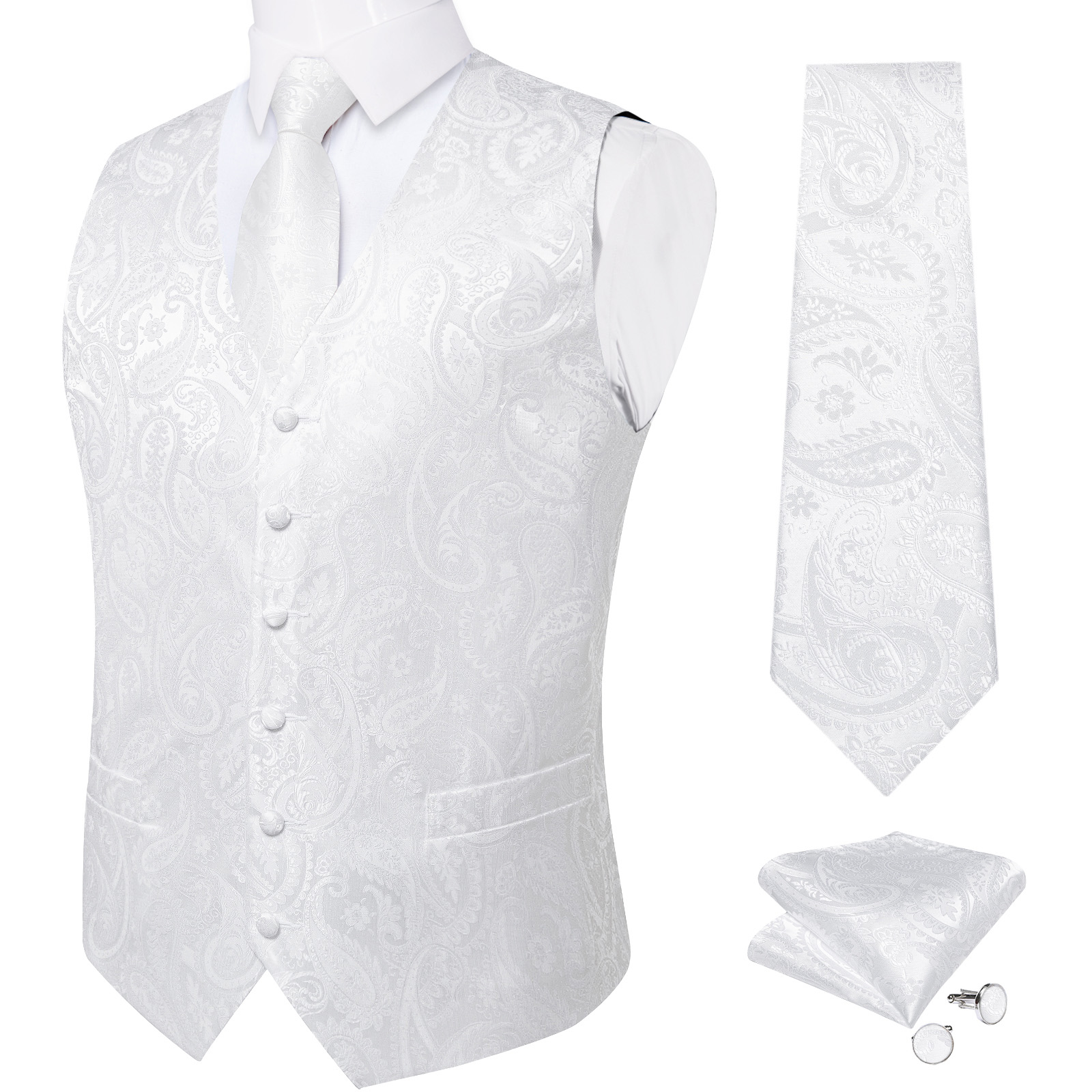 Pure White Wedding Vest for Ma - Formal Waistcoat Vest ulasan dan harga