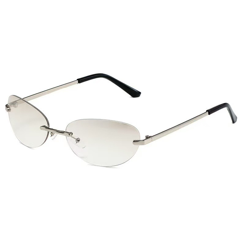Rimless  Oval Sun Glasses for  - Men'S Fashion Y2K ulasan dan harga