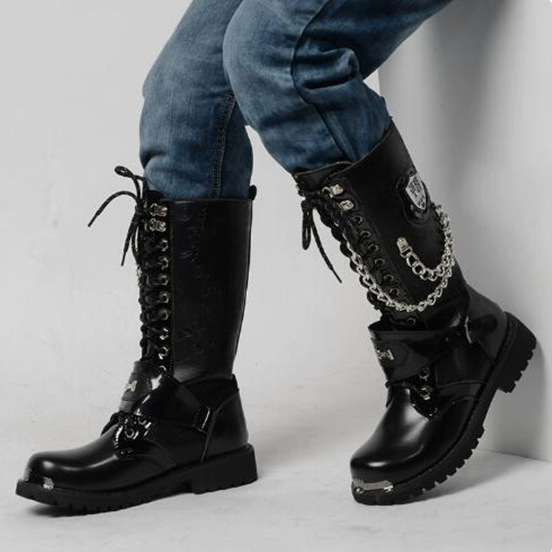 Fashion Men Motorcycle Boots M - Mens Fashion Combat Boots ulasan dan harga