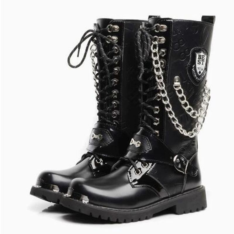 Fashion Men Motorcycle Boots M - Mens Fashion Combat Boots ulasan dan harga