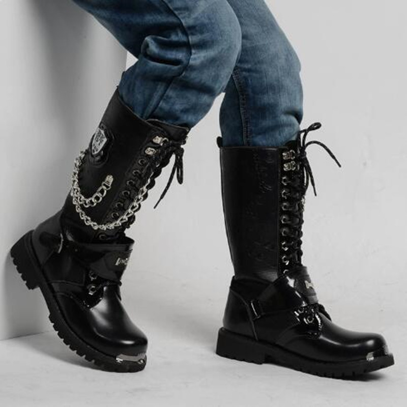 Fashion Men Motorcycle Boots M - Mens Fashion Combat Boots ulasan dan harga