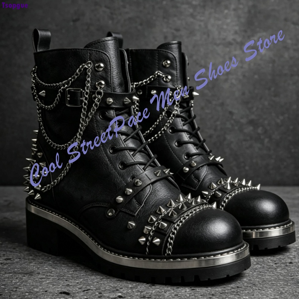 Punk Gothic Ankle Boots Men Me - Mens Fashion Combat Boots ulasan dan harga