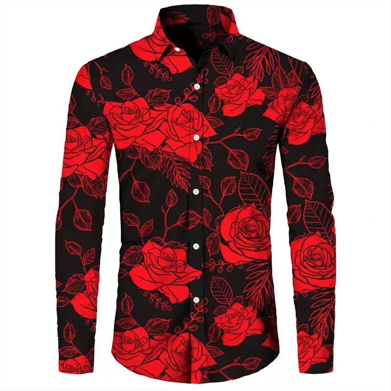 Fashion Flowers 3D Print Men's - Mens Fashion Casual ulasan dan harga